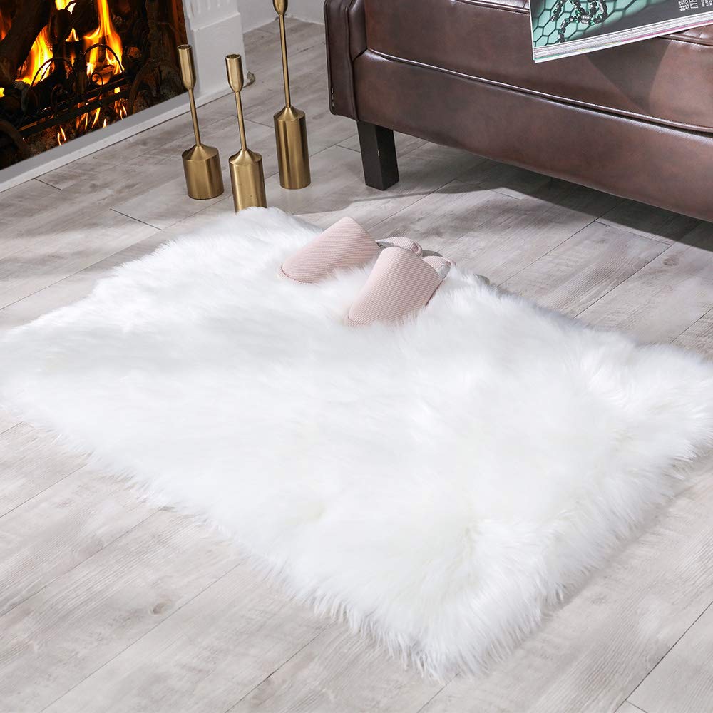 White Faux Fur Sofa Mat , Door mat, Luxury Fluffy Mat – 60×90 cm ( 2 Feet x 3 Feet )