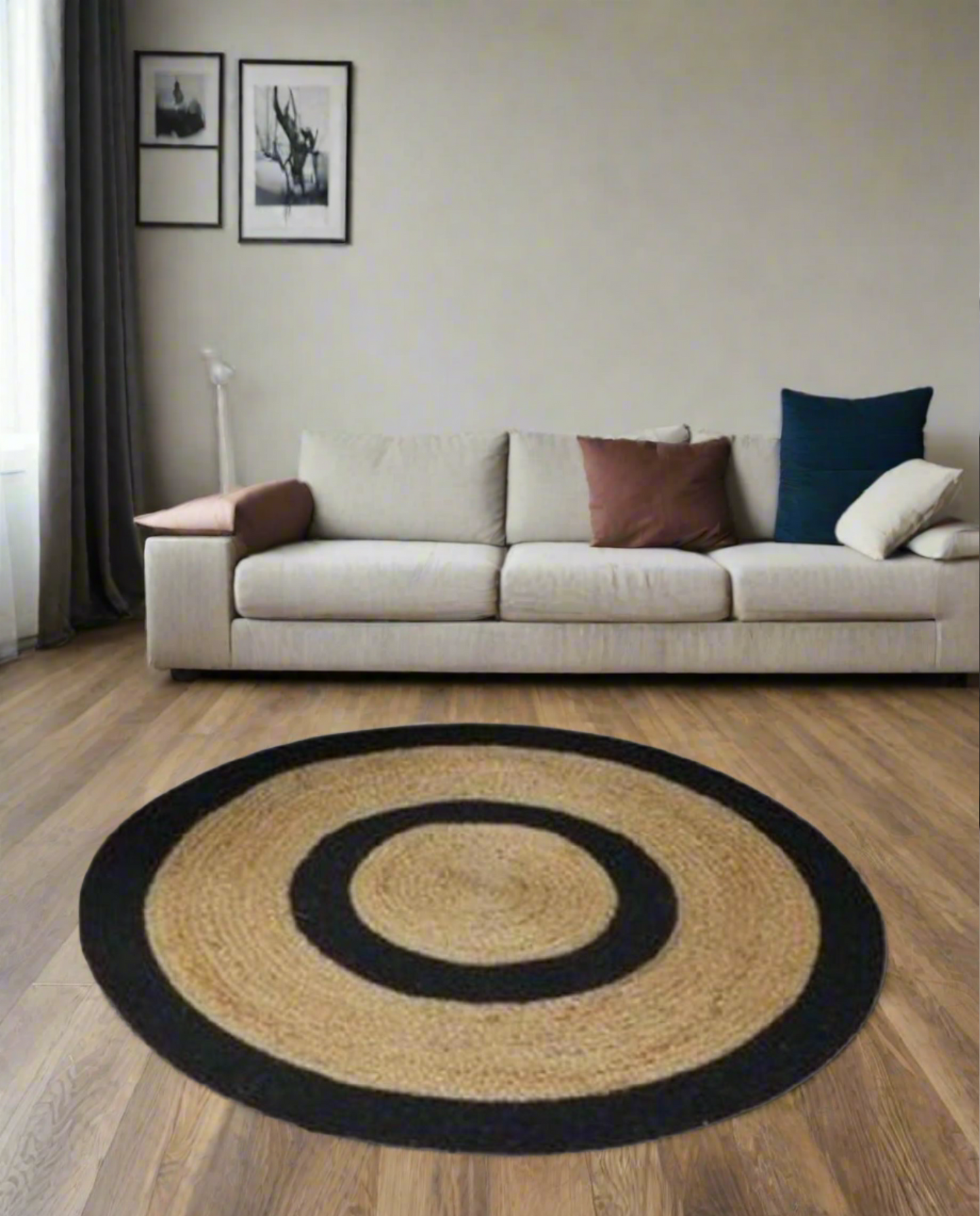 Black Cotton With Eco-friendly Jute Rug