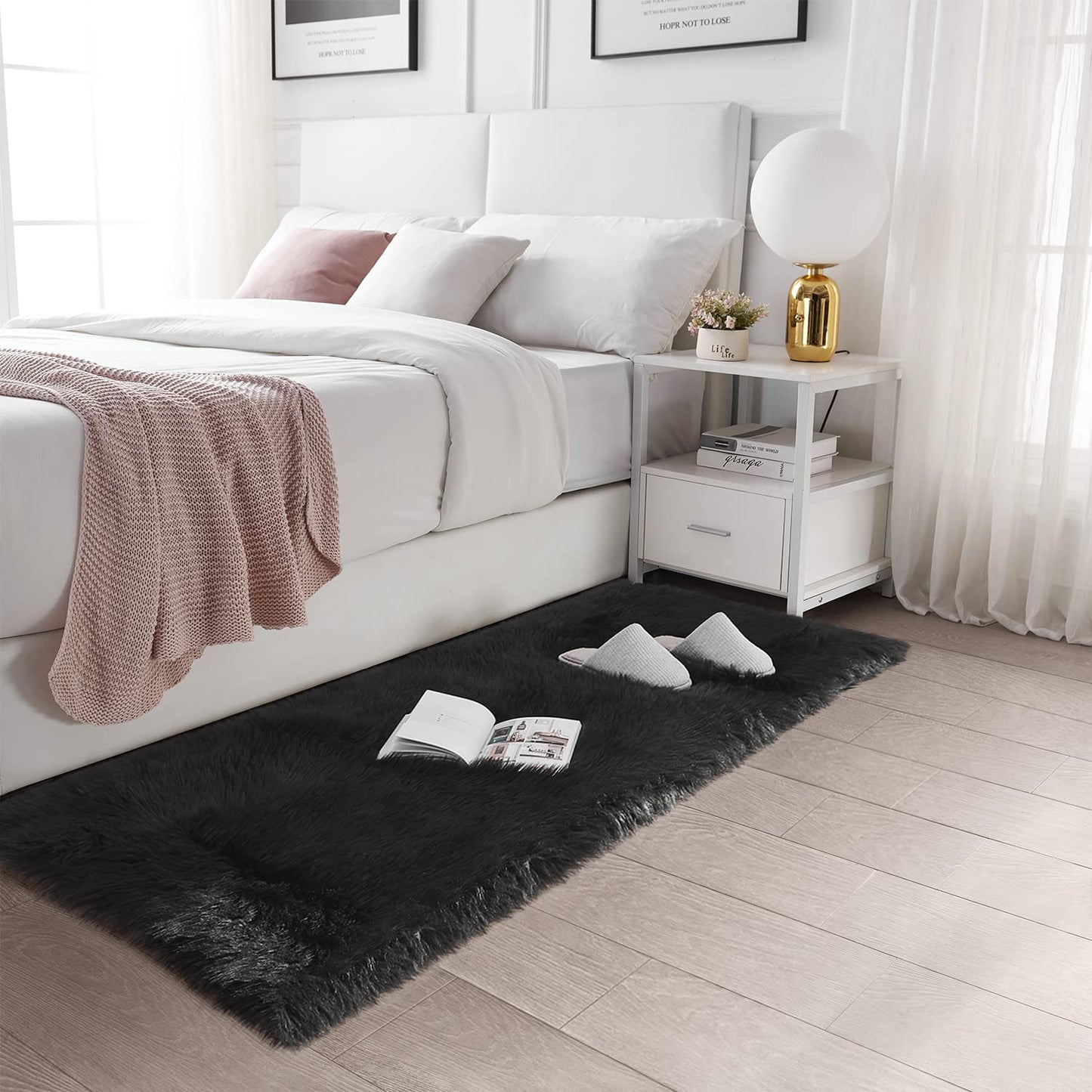 Faux Fur Bedside Runners, Luxury Fluffy Runner – 60×150 cm – 2×5 feet
