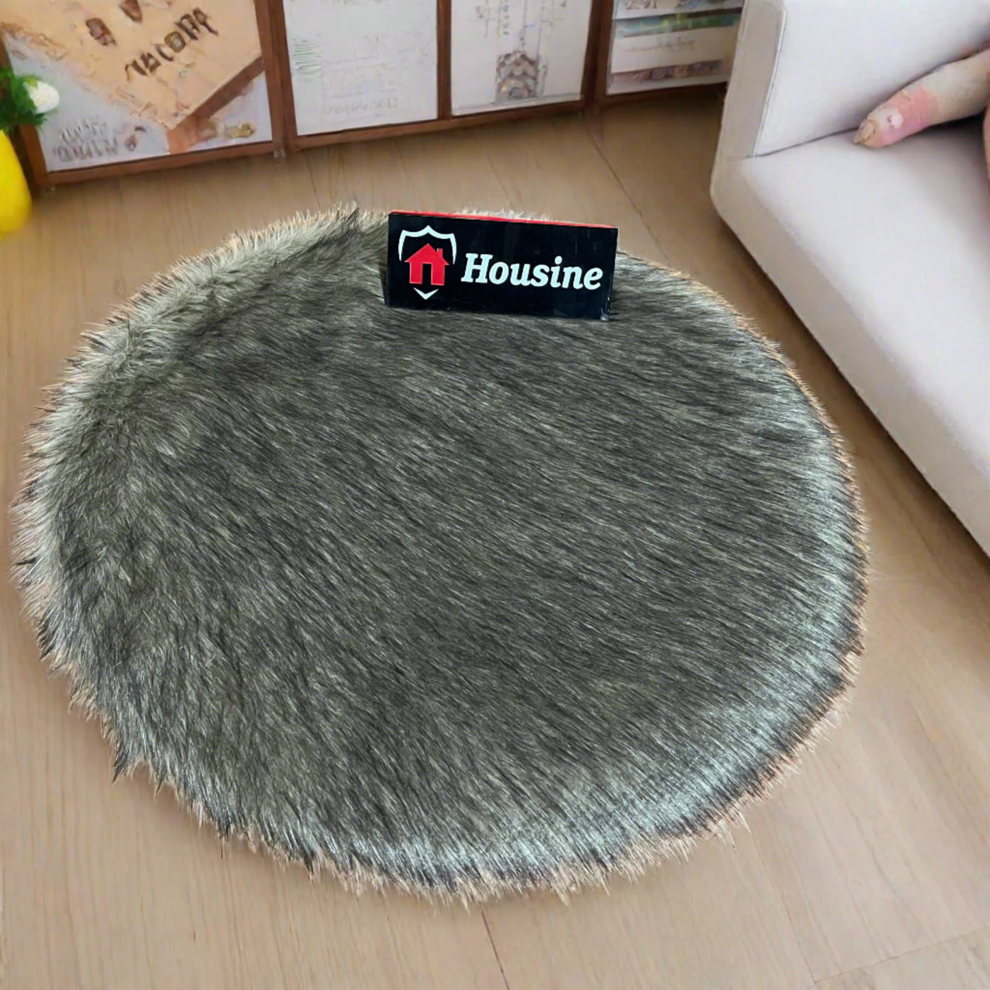 Animal Round Faux Fur Rug, Luxury Fluffy Mat -(80×80) cm