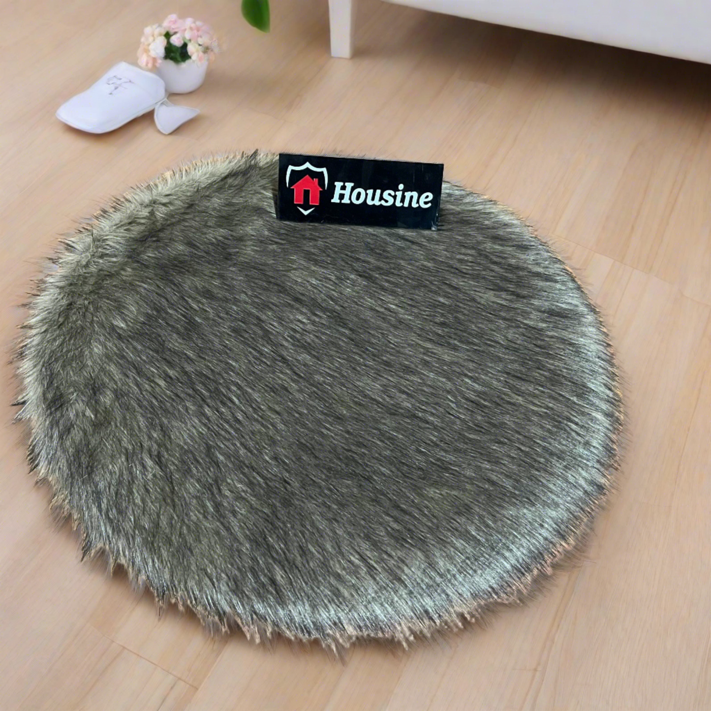 Animal Round Faux Fur Rug, Luxury Fluffy Mat -(80×80) cm