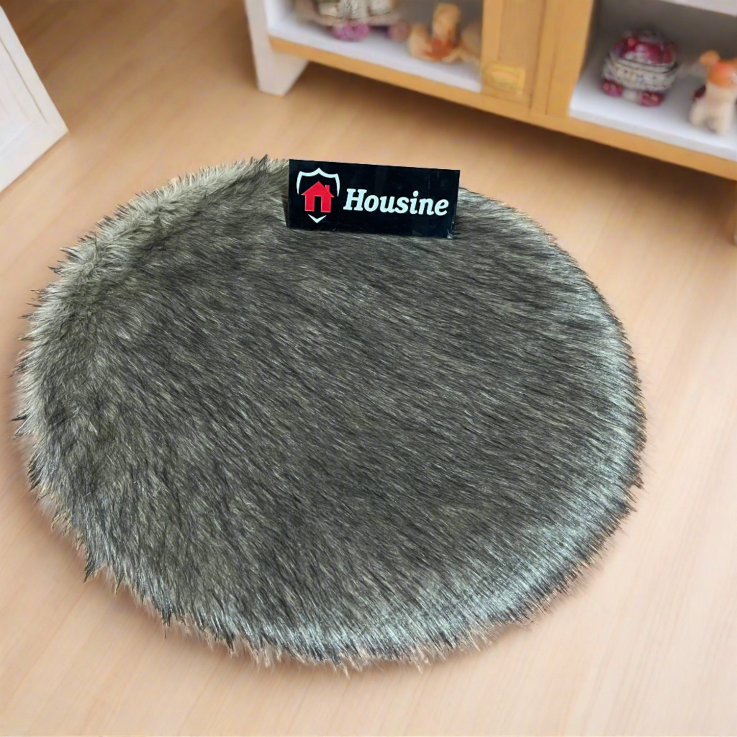 Animal Round Faux Fur Rug, Luxury Fluffy Mat -(80×80) cm