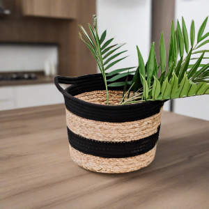 Black & Jute Planter Basket