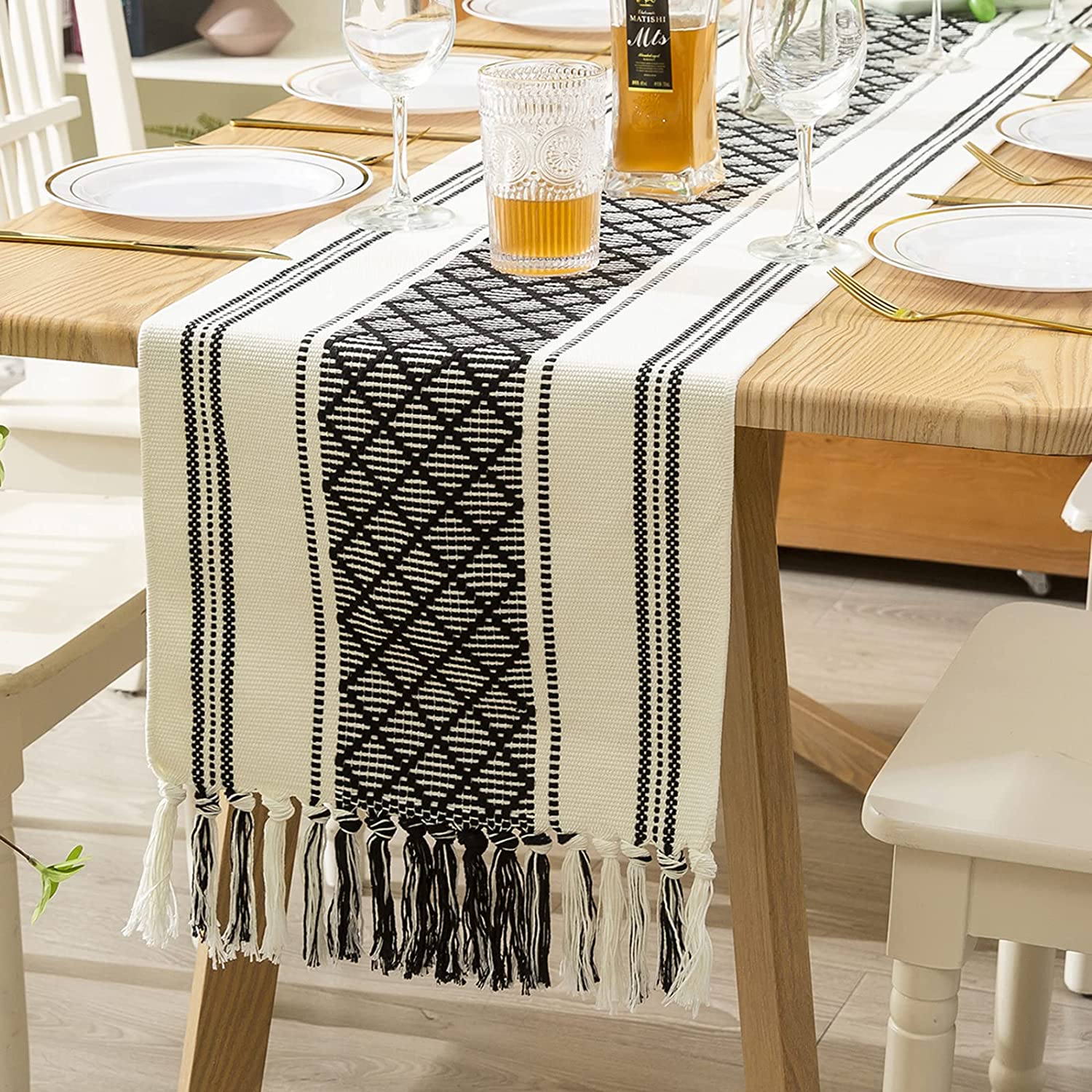 dresser runner boho Beige Crochet Diamond Table Runner - French 12 19 in (30 48 cm)