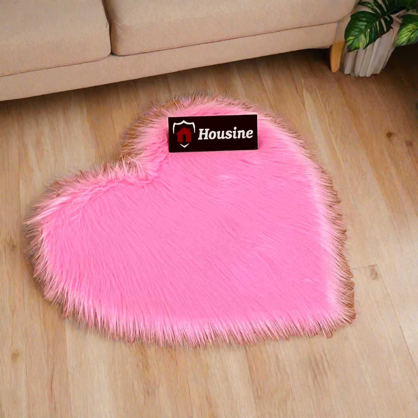 Pink Heart Faux Fur Rug, Luxury Fluffy Mat -(80×80) cm