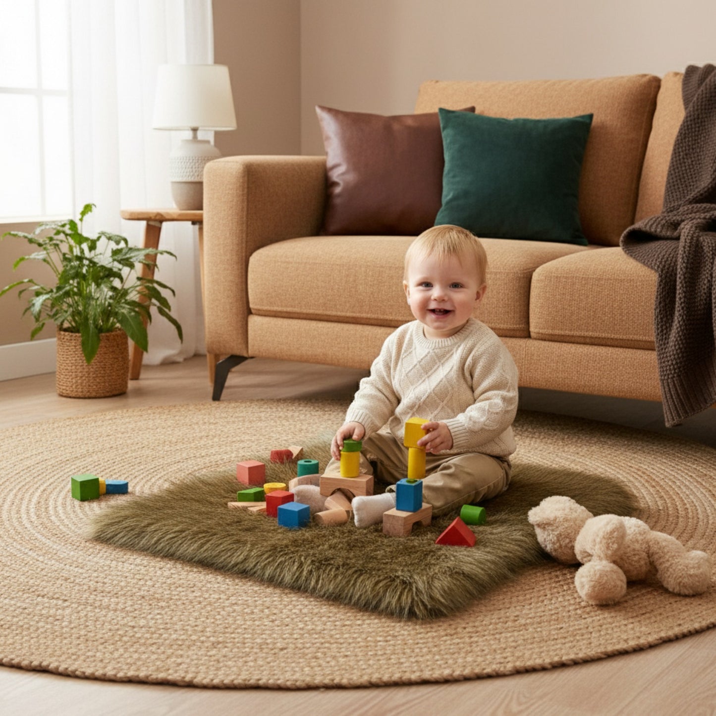 Animal Faux Fur Sofa Mat , Door mat, Luxury Fluffy Mat – 60×60 cm ( 2 Feet x 2 Feet )