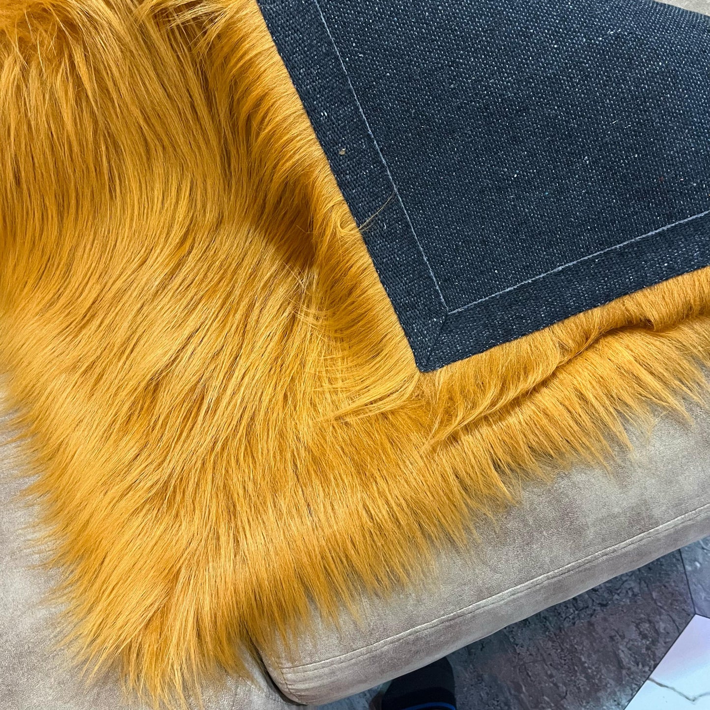 Golden Faux Fur Sofa Mat , Door mat, Luxury Fluffy Mat – 60×90 cm ( 2 Feet x 3 Feet )