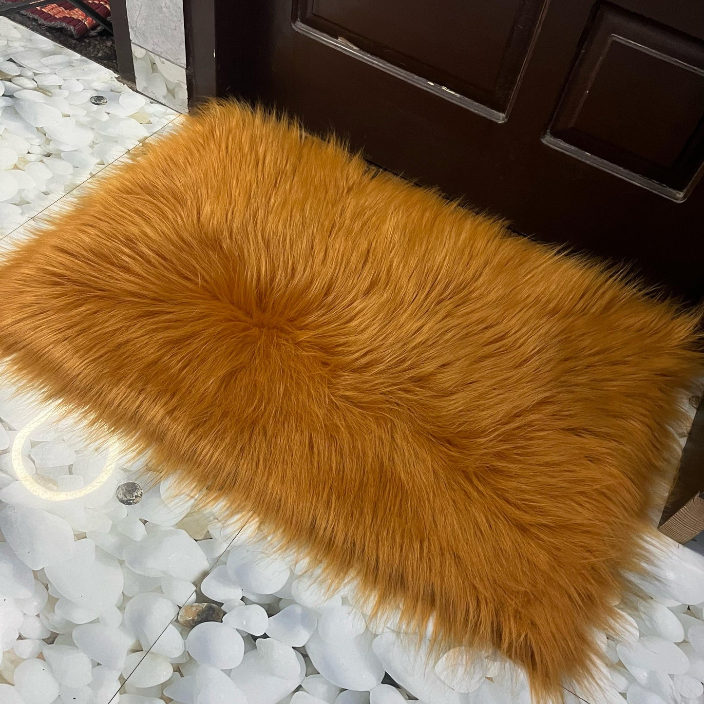 Golden Faux Fur Sofa Mat , Door mat, Luxury Fluffy Mat – 60×90 cm ( 2 Feet x 3 Feet )