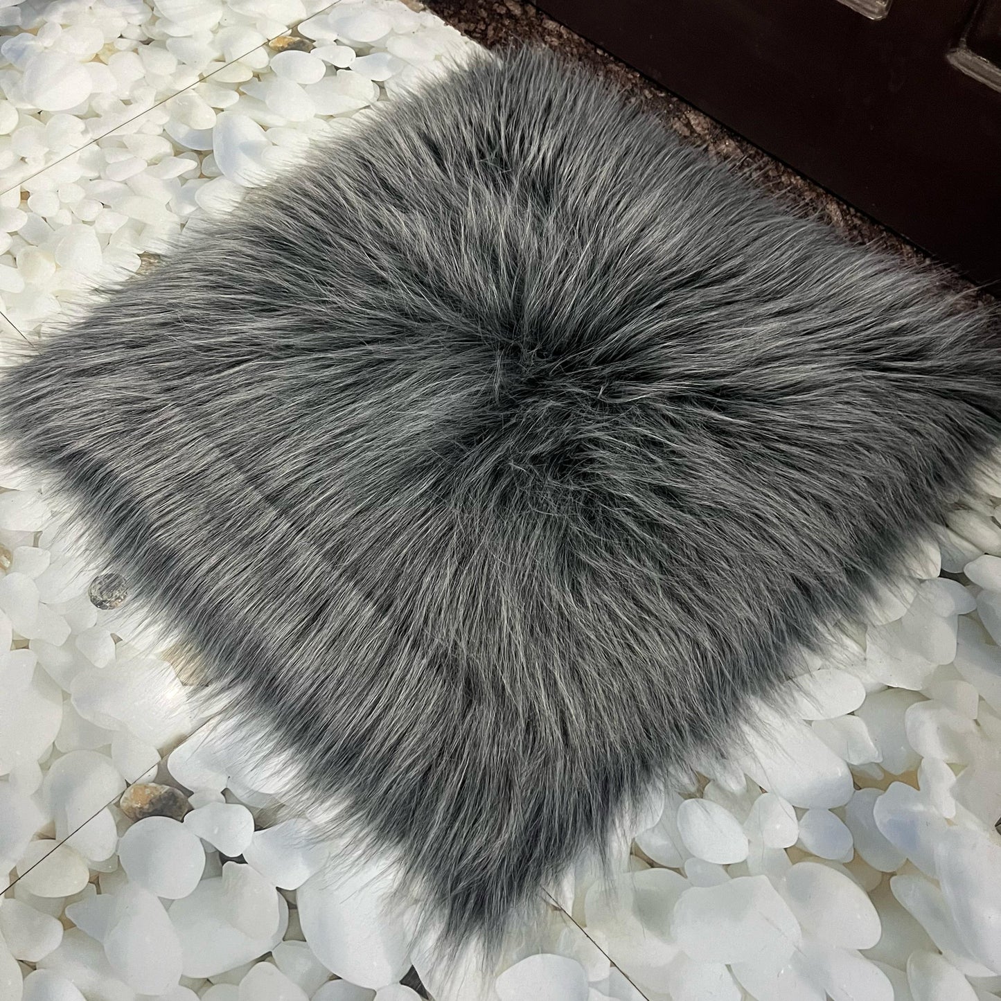 Gray Faux Fur Sofa Mat , Door mat, Luxury Fluffy Mat – 60×60 cm ( 2 Feet x 2 Feet )