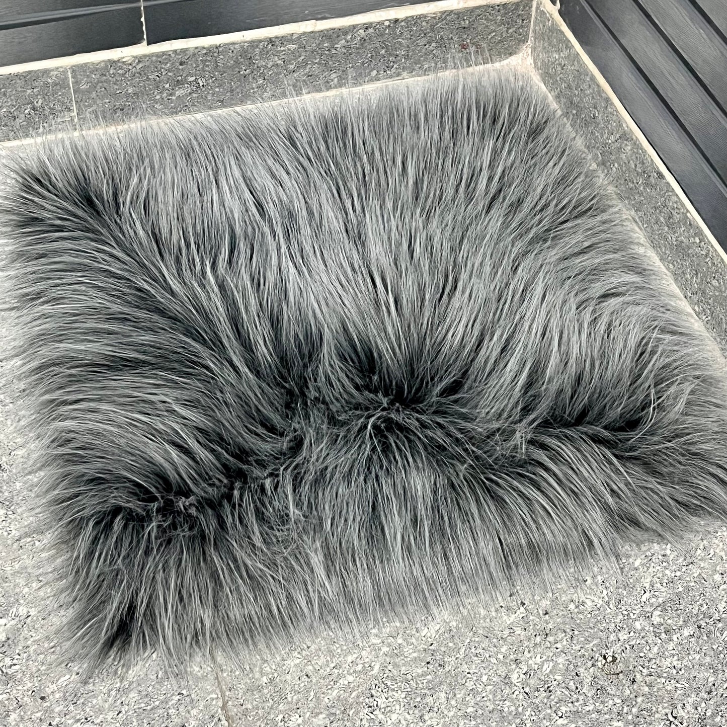 Gray Faux Fur Sofa Mat , Door mat, Luxury Fluffy Mat – 60×60 cm ( 2 Feet x 2 Feet )