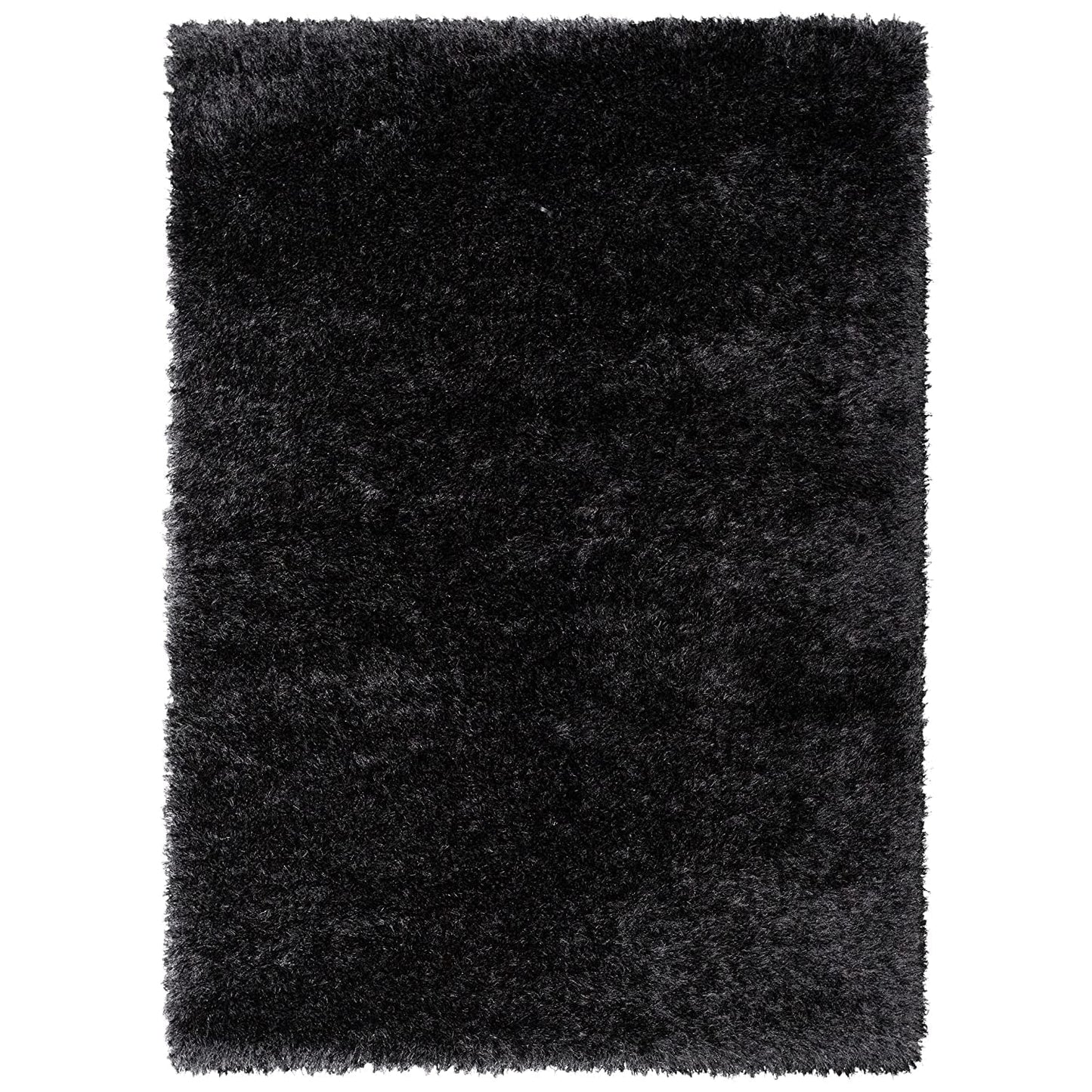 Luxurious Black Plain Shaggy Area Rug – High-Density Microfiber Non-Slip Floor Mat for Home & Office Accent