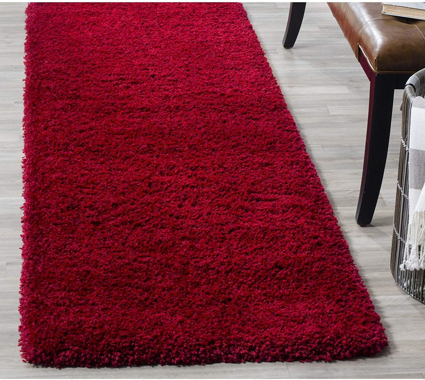 Premium Red Microfiber Shaggy Area Rug – Ultra-Soft High-Pile Fluffy Carpet for Living Room & Bedroom