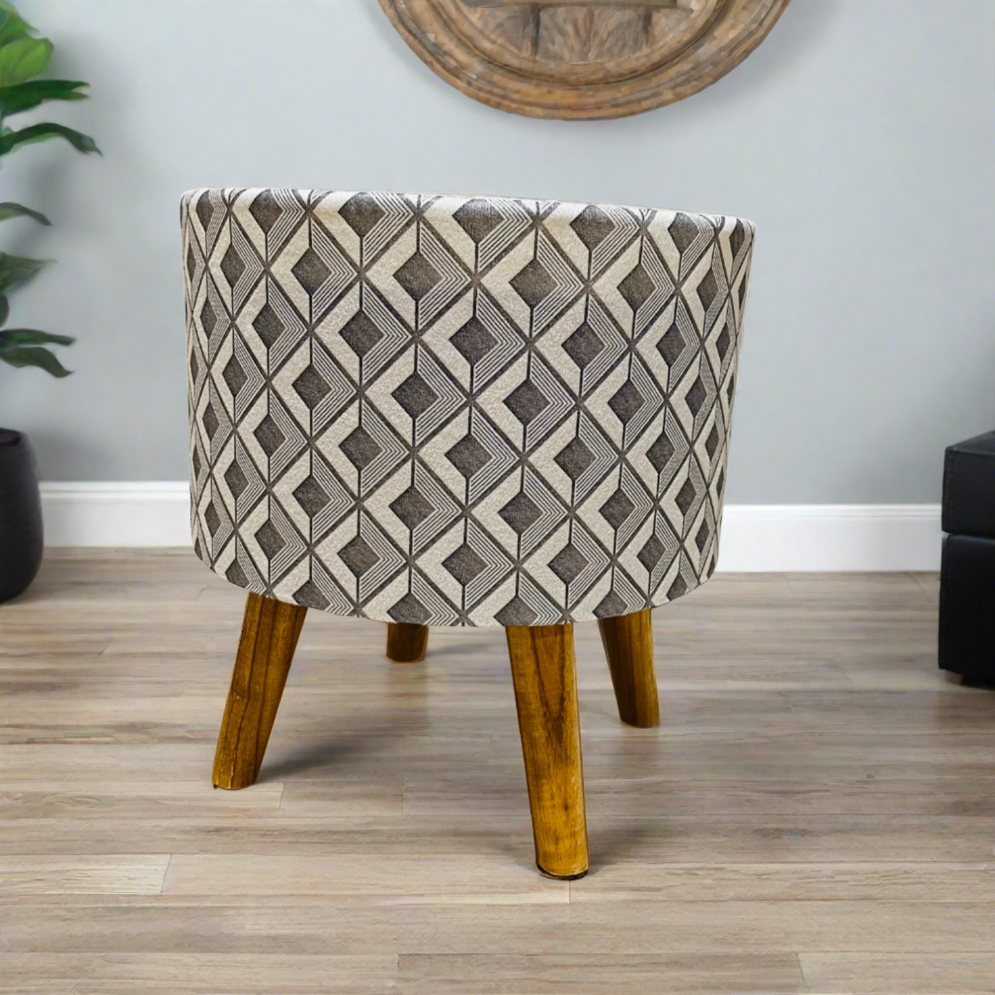 Home Utility Padded Stool/ Ottoman Natural Finish