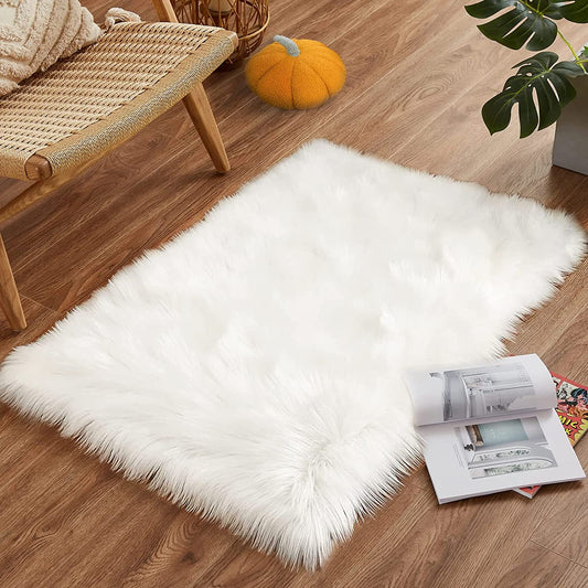 White Faux Fur Sofa Mat , Door mat, Luxury Fluffy Mat – 60×90 cm ( 2 Feet x 3 Feet )