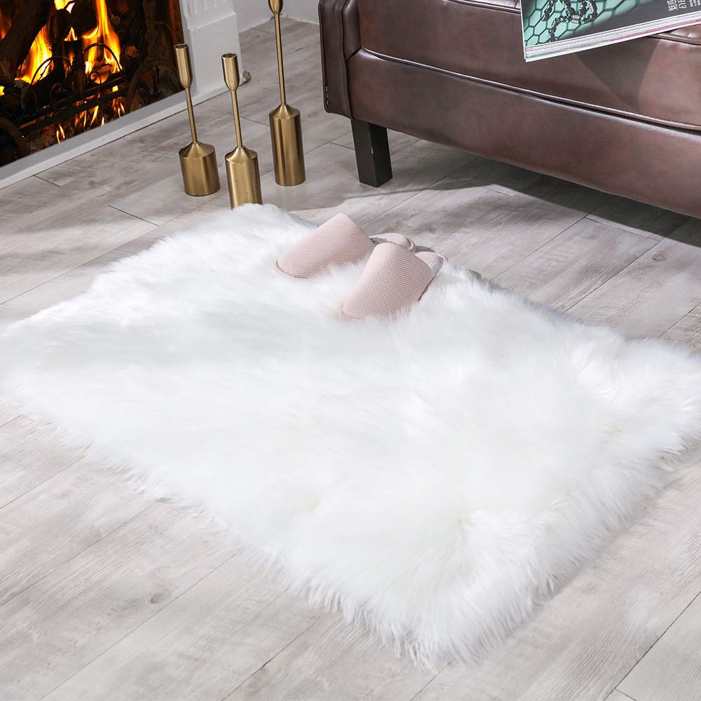 White Faux Fur Sofa Mat , Door mat, Luxury Fluffy Mat – 60×90 cm ( 2 Feet x 3 Feet )