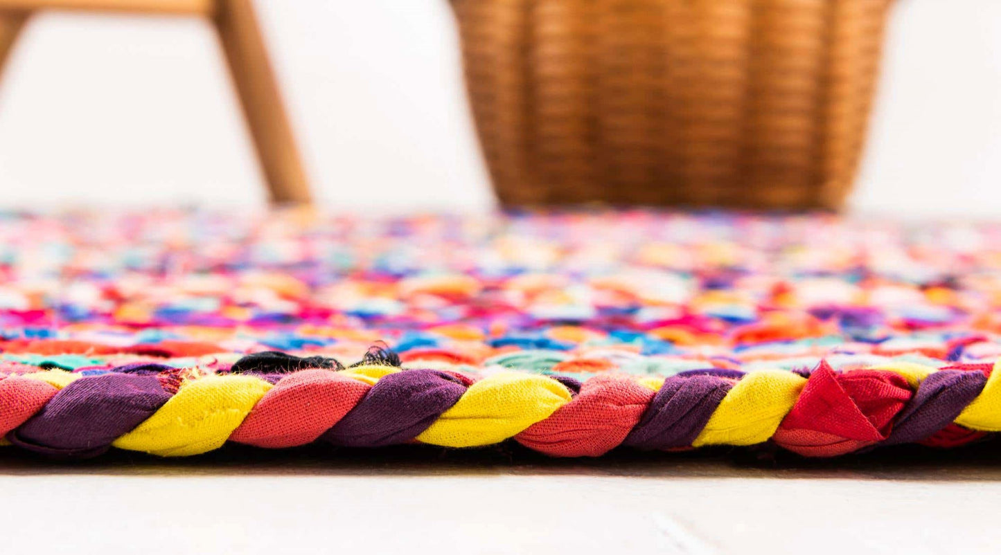 Multicolored Cotton/Jute Bedside Runner