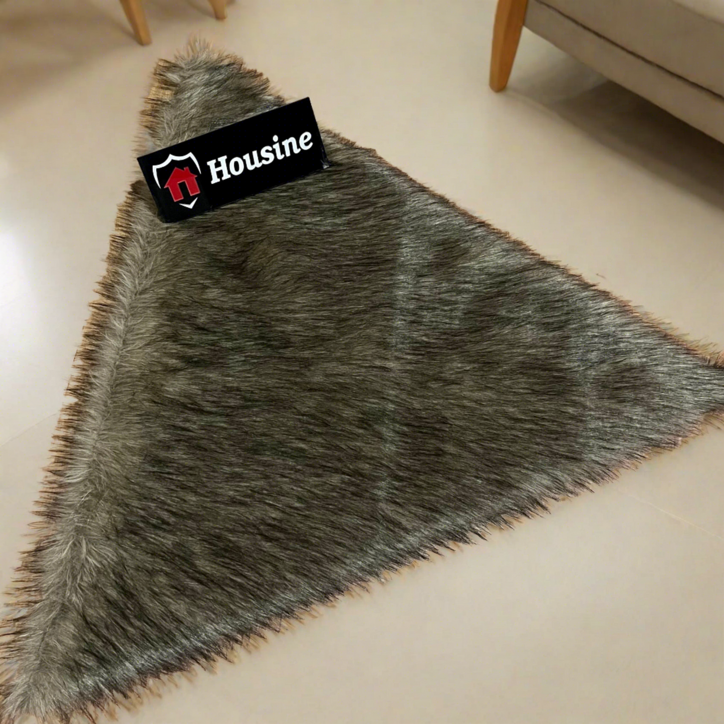 Animal Triangle Faux Fur Rug, Luxury Fluffy Mat -(90×90) cm