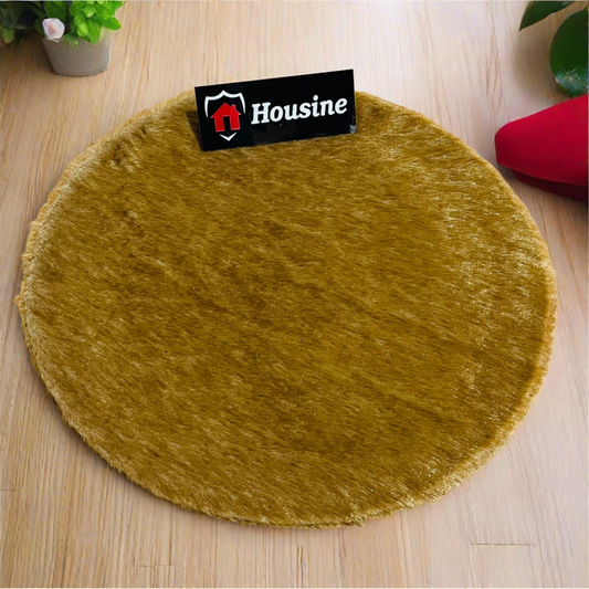 Golden_2 Round Faux Fur Rug, Luxury Fluffy Mat -(80×80) cm