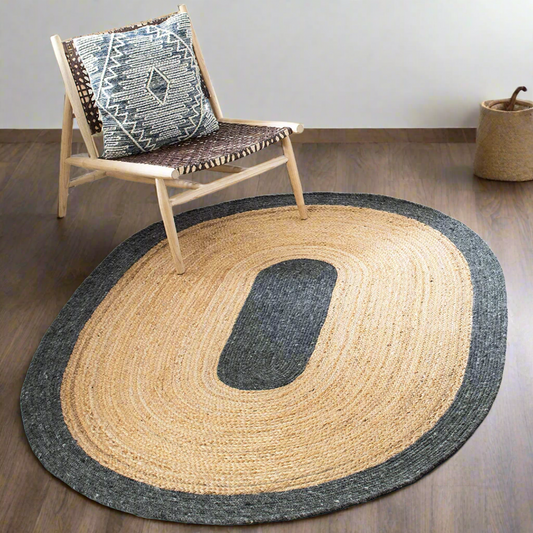 Black Cotton With Natural Jute Oval