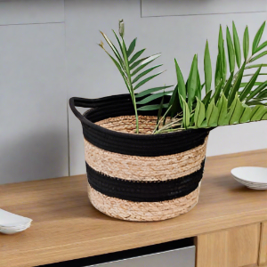 Black & Jute Planter Basket