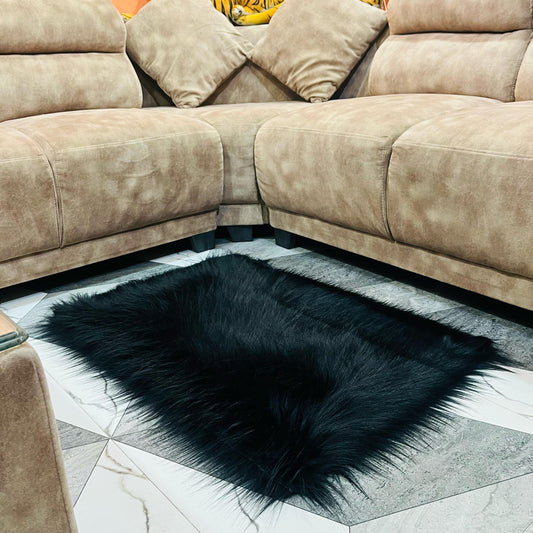 Black Faux Fur Sofa Mat , Door mat, Luxury Fluffy Mat – 60×90 cm ( 2 Feet x 3 Feet )