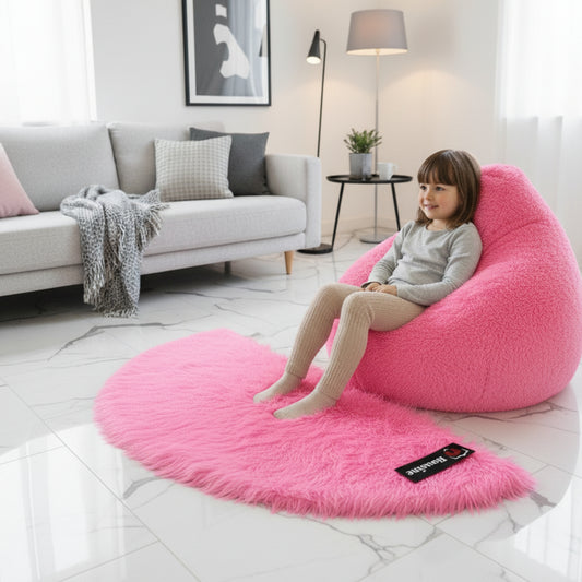 Pink D Shape Faux Fur Rug, Luxury Fluffy Mat – 60×150 cm