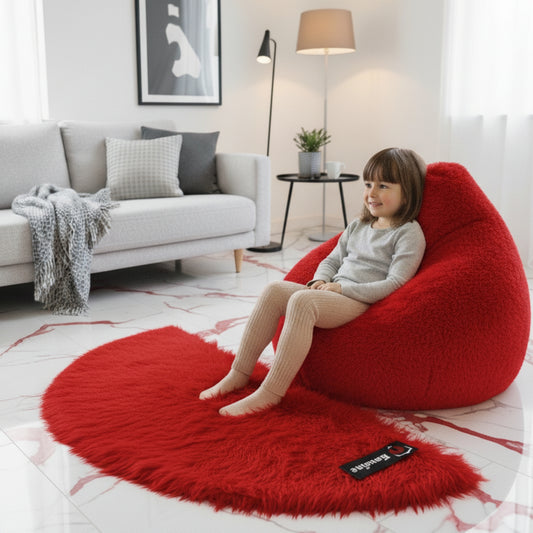 Red D Shape Faux Fur Rug, Luxury Fluffy Mat – 60×150 cm