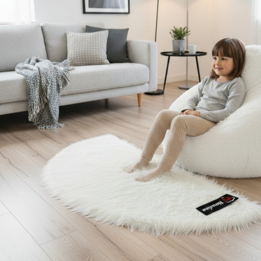 White D Shape Faux Fur Rug, Luxury Fluffy Mat – 60×150 cm