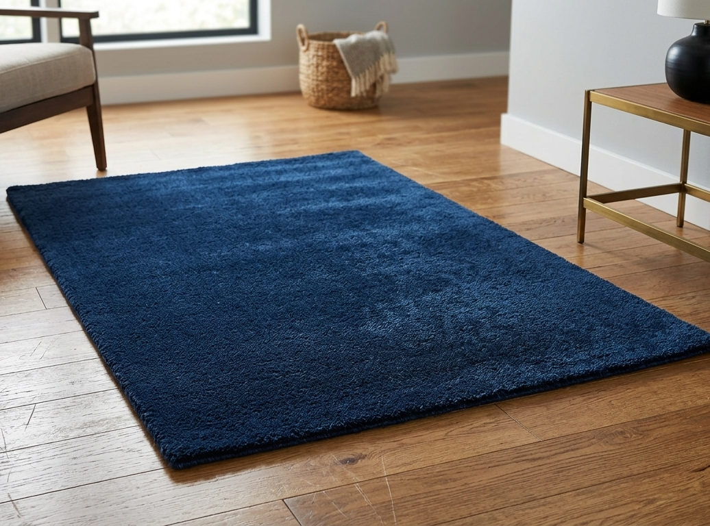 Premium Blue Microfiber Shaggy Carpet – Soft Non-Slip Area Rug for Living Room & Bedroom