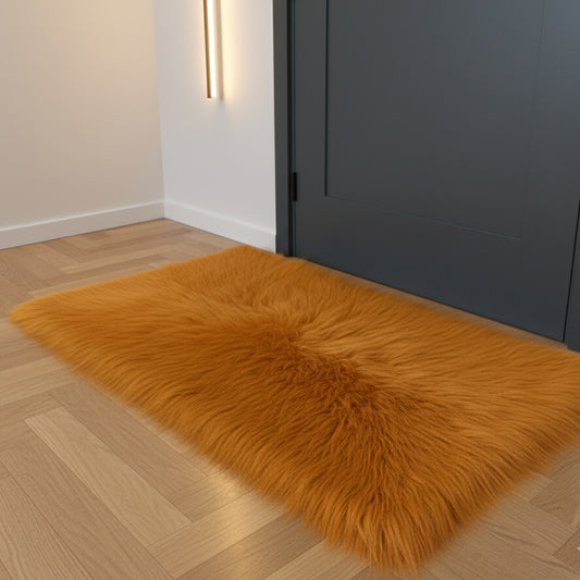 Golden Faux Fur Sofa Mat , Door mat, Luxury Fluffy Mat – 60×90 cm ( 2 Feet x 3 Feet )