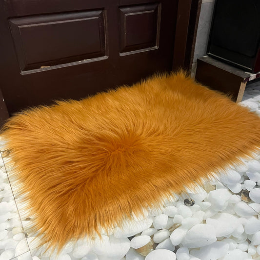 Golden Faux Fur Sofa Mat , Door mat, Luxury Fluffy Mat – 60×90 cm ( 2 Feet x 3 Feet )