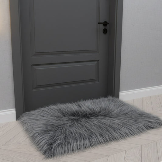 Gray Faux Fur Sofa Mat , Door mat, Luxury Fluffy Mat – 60×90 cm ( 2 Feet x 3 Feet )