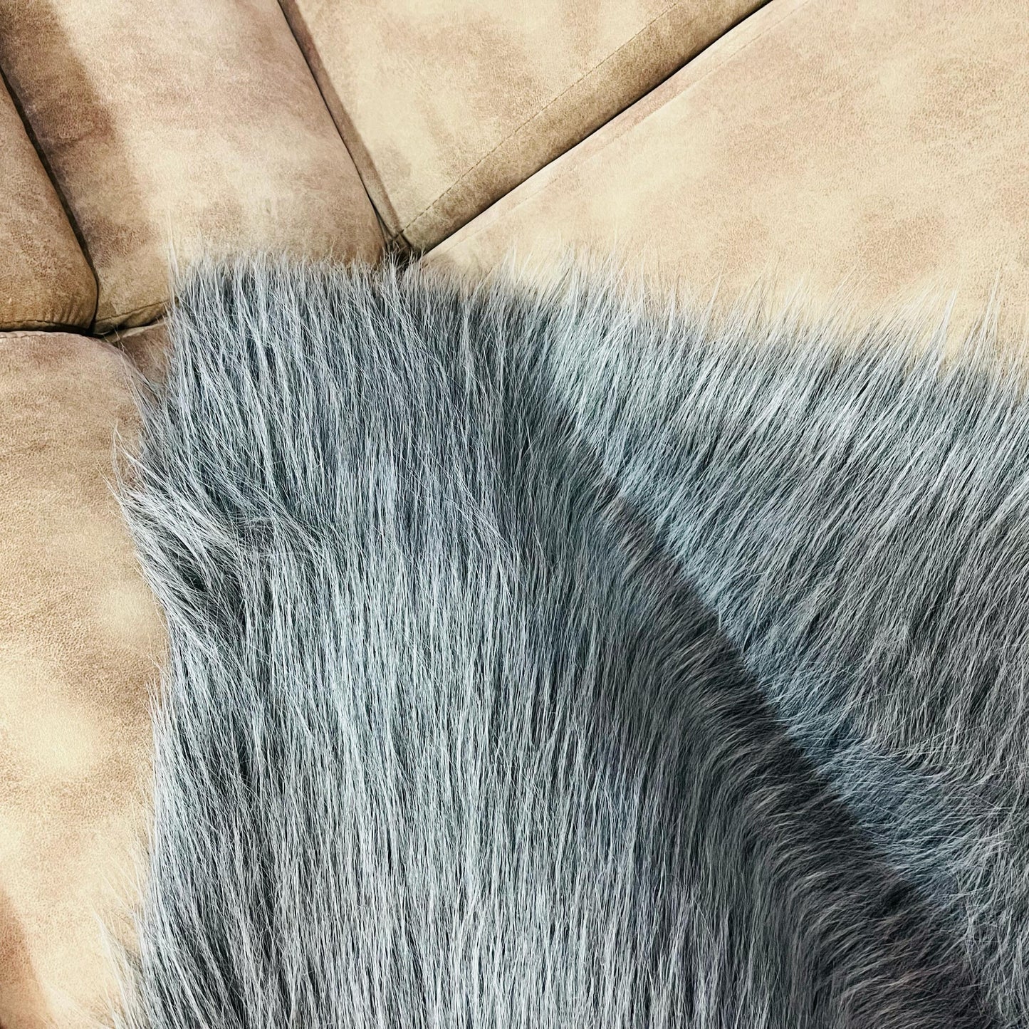 Gray Faux Fur Sofa Mat , Door mat, Luxury Fluffy Mat – 60×90 cm ( 2 Feet x 3 Feet )