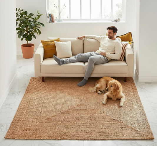 Square jute rug – Bohemian natural – Beige