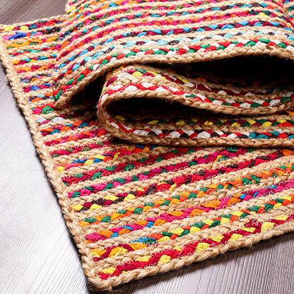 Multicolored Cotton/Jute Bedside Runner