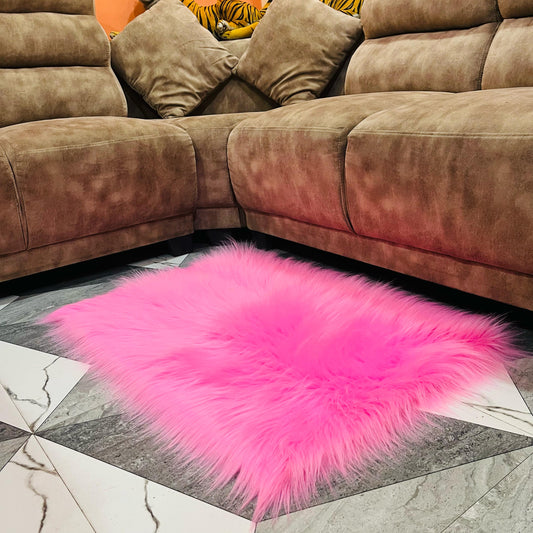 Pink Faux Fur Sofa Mat , Door mat, Luxury Fluffy Mat – 60×90 cm ( 2 Feet x 3 Feet )