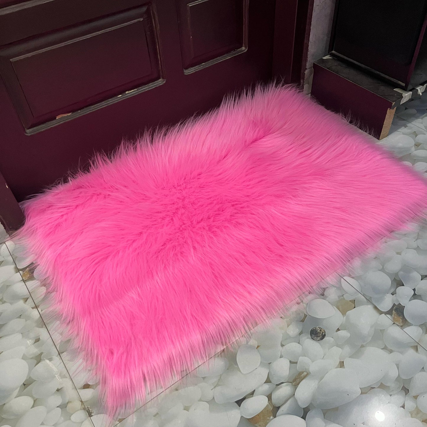 Pink Faux Fur Sofa Mat , Door mat, Luxury Fluffy Mat – 60×90 cm ( 2 Feet x 3 Feet )