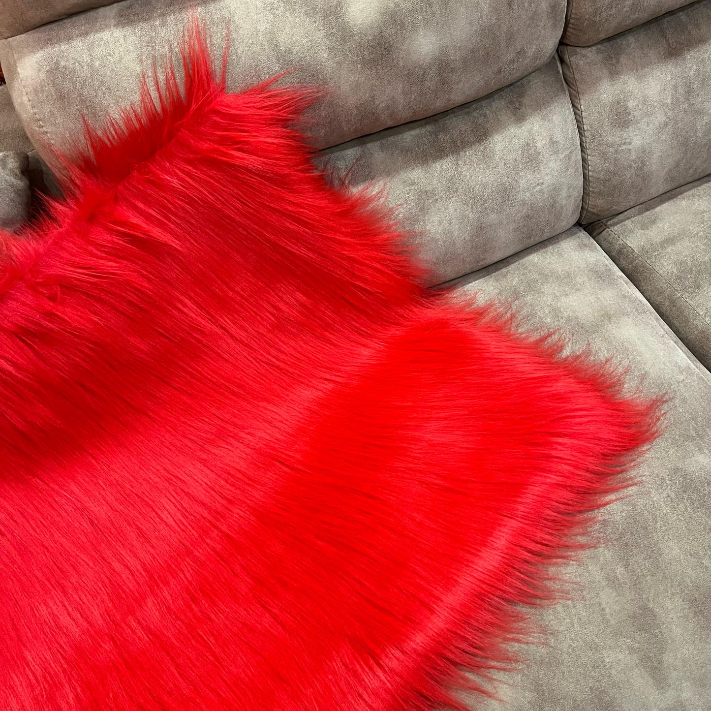 Red Faux Fur Sofa Mat , Door mat, Luxury Fluffy Mat – 60×90 cm ( 2 Feet x 3 Feet )