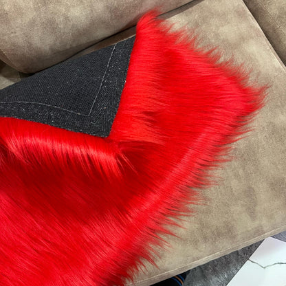 Red Faux Fur Sofa Mat , Door mat, Luxury Fluffy Mat – 60×90 cm ( 2 Feet x 3 Feet )