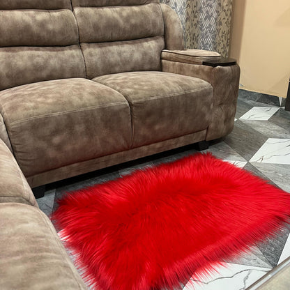 Red Faux Fur Sofa Mat , Door mat, Luxury Fluffy Mat – 60×90 cm ( 2 Feet x 3 Feet )