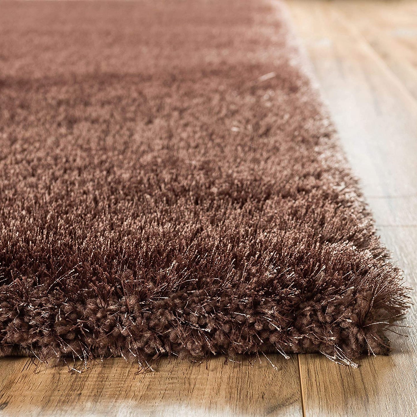 Ultra-Plush Microfiber Shag Area Rug in Chocolate Brown