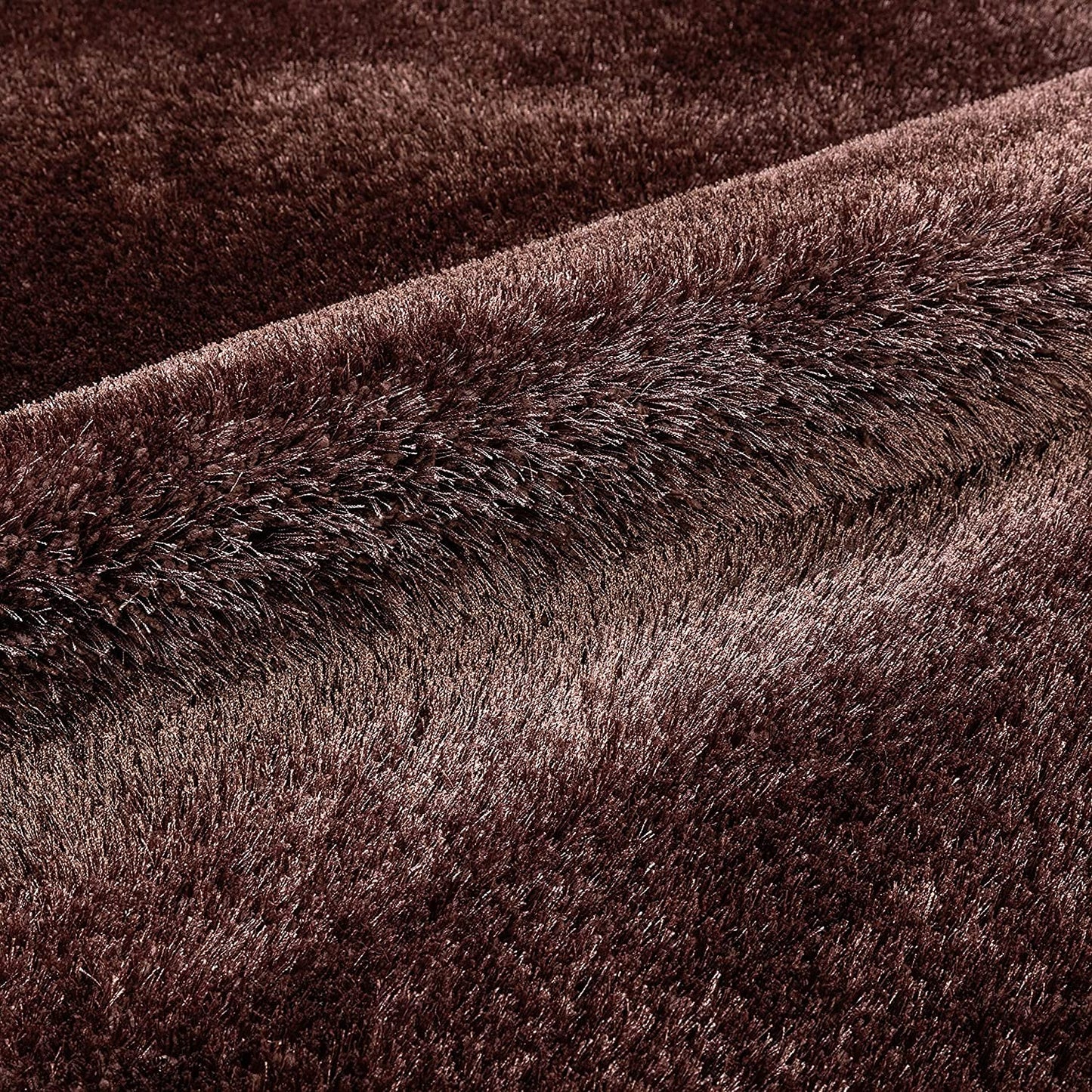 Ultra-Plush Microfiber Shag Area Rug in Chocolate Brown