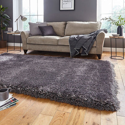 Premium Microfiber Shaggy Area Rug – Ultra-Soft, High-Pile Luxury Carpet for Living Room and Bedroom (Charcoal Grey)