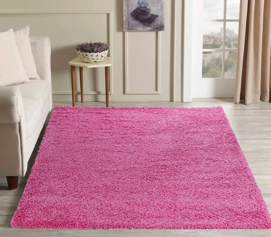 Luxury Pink Microfiber Shaggy Rug – Premium Quality Ultra-Soft Plush Carpet, Thick Cozy High-Pile Area Rug for Living Room and Nursery