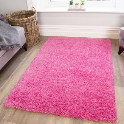 Luxury Pink Microfiber Shaggy Rug – Premium Quality Ultra-Soft Plush Carpet, Thick Cozy High-Pile Area Rug for Living Room and Nursery