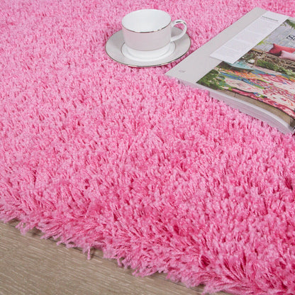 Luxury Pink Microfiber Shaggy Rug – Premium Quality Ultra-Soft Plush Carpet, Thick Cozy High-Pile Area Rug for Living Room and Nursery