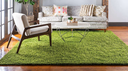 Premium Ultra-Soft Microfiber Shaggy Carpet for Living Room - Luxurious Thick Shag Area Rug, Durable &amp; Cozy Floor Mat for Bedroom, Vibrant Eye-Soothing Green Color