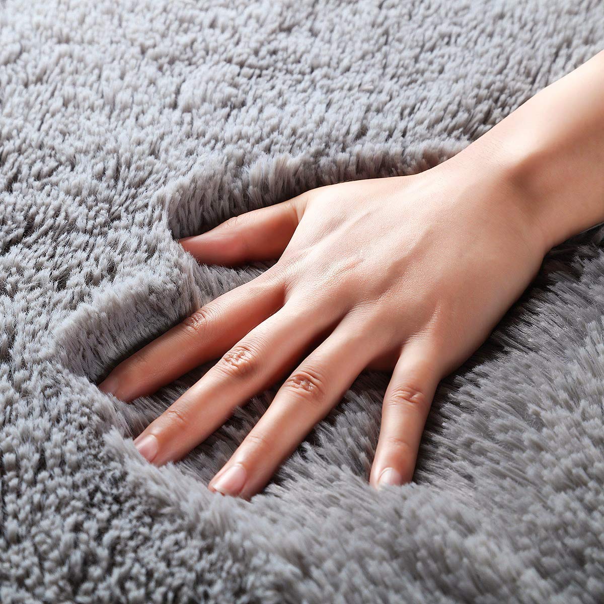 Silver - Soft Plain Premium Shag Collection 5 cm Pile Height for Living Room and Bedroom, Rectangular Shaggy Rug/Carpet