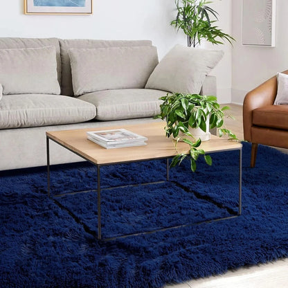Premium Microfiber Shaggy Area Rug – Ultra Soft High-Pile Navy Blue Carpet for Living Room, Bedroom & Office Decor