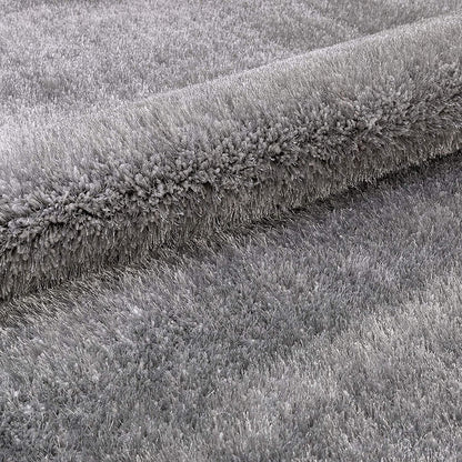 Premium Microfiber Shaggy Area Rug – Ultra Soft Fluffy Silver Carpet Mat for Living Room & Bedroom Floor Decor
